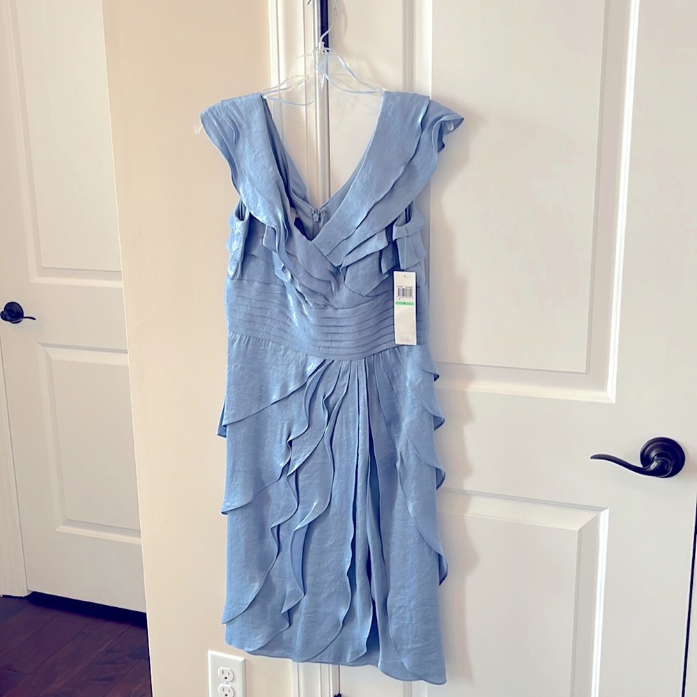 LONDON TIMES flutter sleeve dress in spa blue